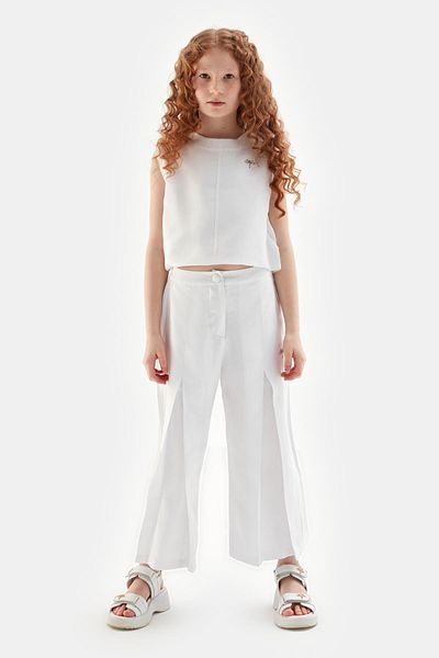 Tyess Bg Store Girl's White Trousers 23Ss0Tj4218