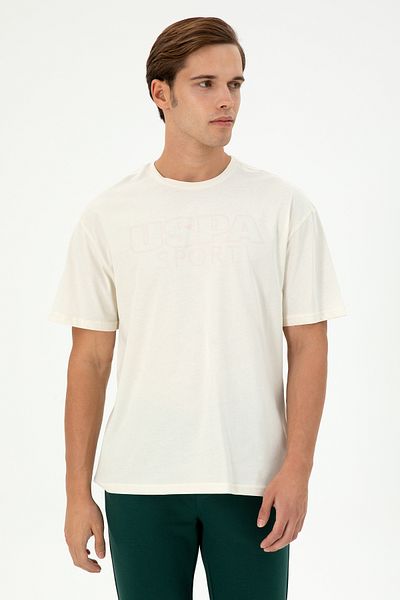 U.S. Polo Assn. Men's Comfort Fit Crew Neck Cream T-Shirt 50290880 -Vr071