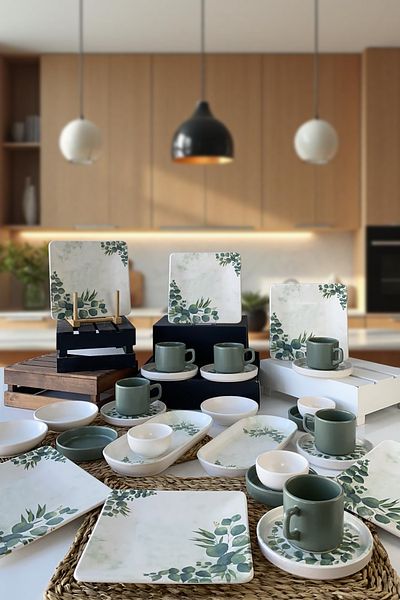 Keramika Eucalyptus 29 Pieces Breakfast Set for 6 People
