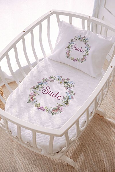 Lilabio İsme Özel 70x120 Park Yatak Ve Anne Yanı Pike Seti Çiçek