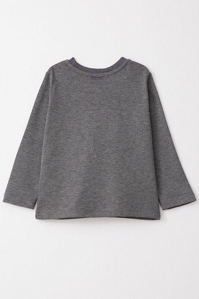 Breeze Tricou pentru băiat 3-7 ani - mânecă lungă, emblemă, gri închis Melange