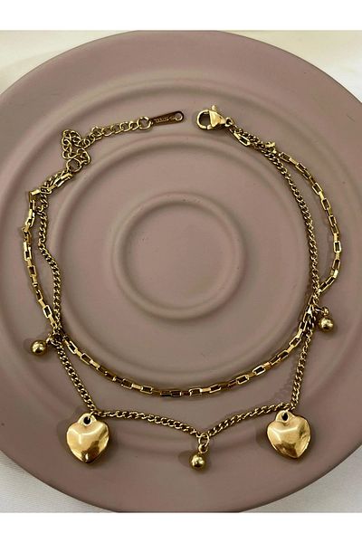 YASİN TOPÇU Steel Gold Anklet