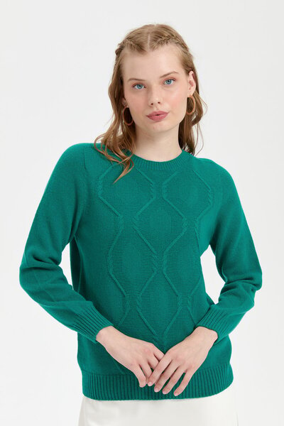 Desen Triko Zero Collar and Seamless Baklava Wool Sweater - Base