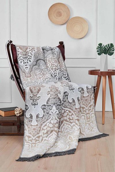 Çeyiz Diyarı Arcene Gray Blanket - Double Cotton