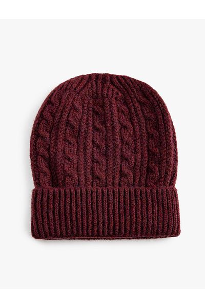 Koton Layered Hair Knitted Beret with Border