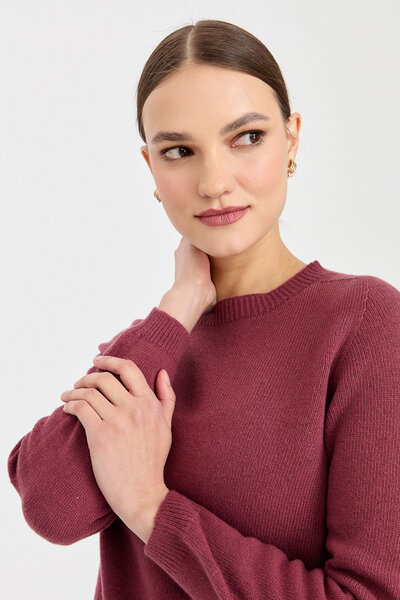 Desen Triko Women's Crew Neck Classic Wool Sweater K.G.Dry