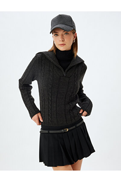 Koton Μακρυμάνικο πουλόβερ με γιακά με μισό φερμουάρ