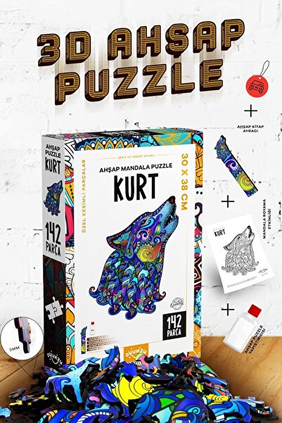 ONUR PUZZLE OYUNCAK Kurt Temalı 142 Parça Renkli Ahşap Puzzle Çocuk Pazıl  Ya...