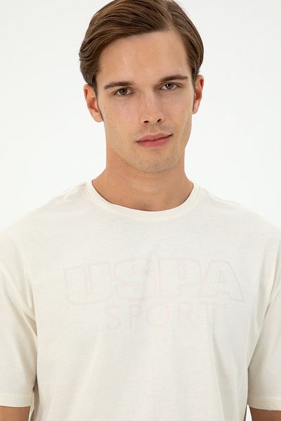 U.S. Polo Assn. Men's Comfort Fit Crew Neck Cream T-Shirt 50290880 -Vr071