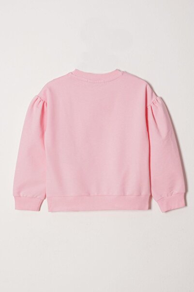 zepkids Crew nyakú hosszú ujjú hasított százszorszép részletes hosszú ujjú világos rózsaszín színű lány tréningruha szett