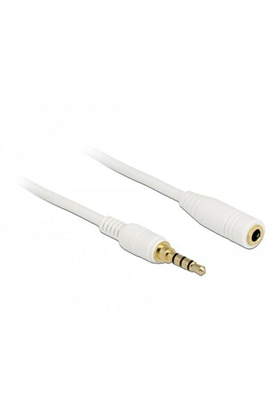 Mykablo 3.5 Mm Stereo 4 Boğumlu (trrs) Beyaz Uzatma Kablosu 5 Metre