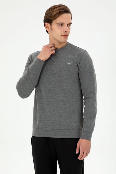 U.S. Polo Assn. Anthracite Melange Men's Sweatshirt - Regular Fit, Crew Neck 50295916 -Vr081