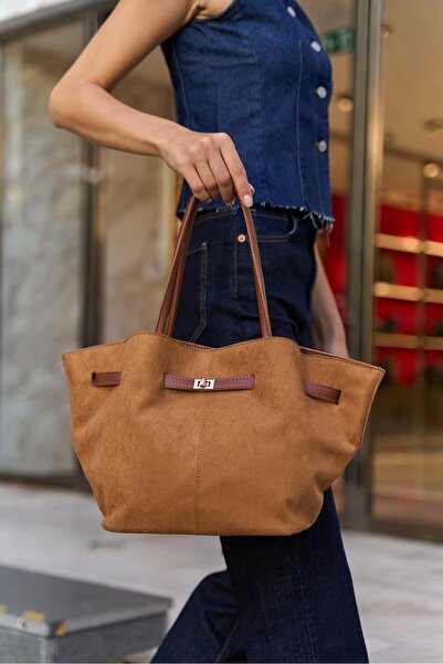 Madamra Dámská semišová kabelka do ruky a přes rameno se stahovací šňůrkou