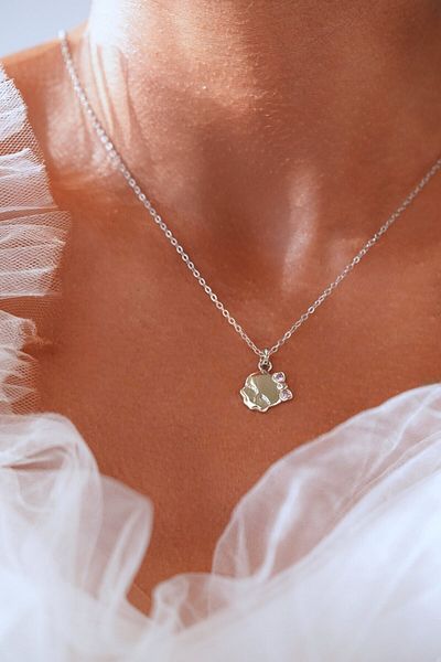AŞIK ACCESSORIES Pink Stone - silver color
