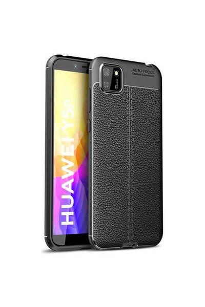 Smart Tech حافظة هواوي Y5P من السيليكون بمظهر جلدي باللون الأسود