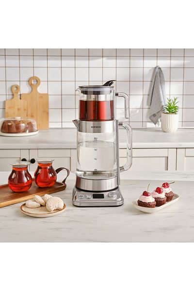 Karaca X Refika Teezubereiter XL in Chrome - Elegant Edelstahl, Large Capacity Teeautomat