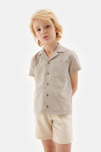 Nebbati Bg Store Boy Beige πουκάμισο 23ss2nb3617