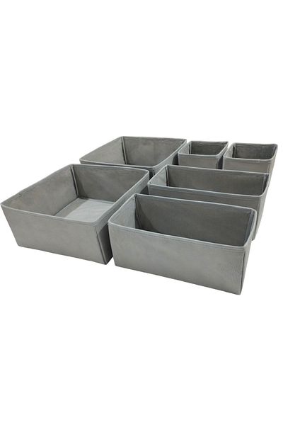 Balkan Room 6-Piece Gray Drawer Organizer Set - Multi-Purpose Cabinet Box Set