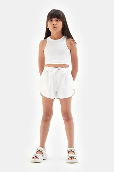 Tyess Bg Store Girl's White Short 23ss2tj4117