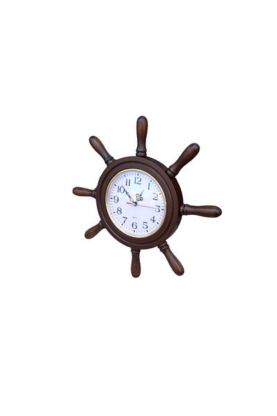 Bahat Antique Wooden Sailor Helm Wall Living Room Office Clock Diameter 38 cm