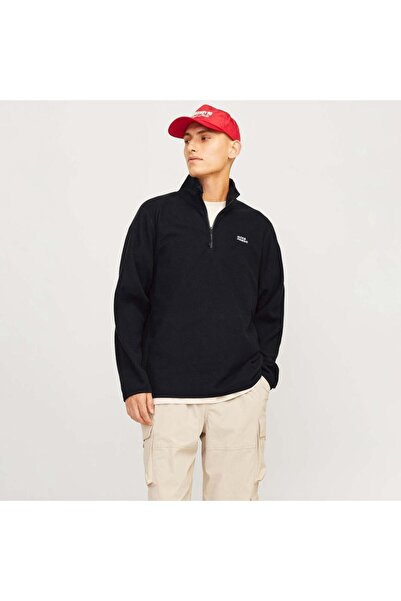 Jack & Jones Ανδρικό φούτερ με μαύρο φλις με λογότυπο Corp (12258490-B)