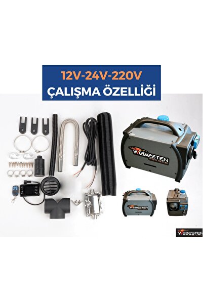WEBESTEN Webasto Muadili Bluetooth Özellikli 12-24-220 Volt Çanta Tip Dizel Isıtıcı