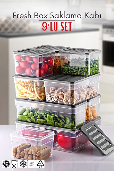 Nandy Home 9 Piece Set Freshbox Storage Container Suitable for Microwave and Diffraction