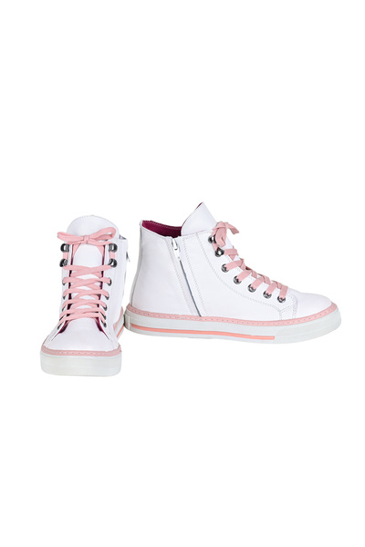NOOSY Genuine Leather Powder Detailed Plain White Women's Boots