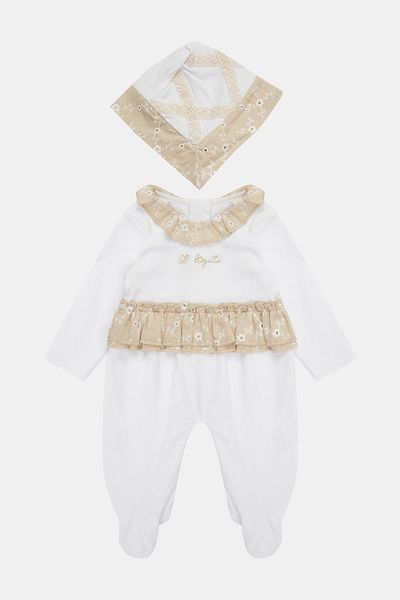 Layette Bg Store Baby Girl White Jumpsuit 23Ss0Lt7801