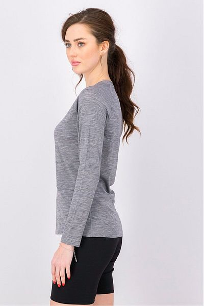 Tchibo Women Crew Neck Long Sleeve Plain Pajama Top, Grey
