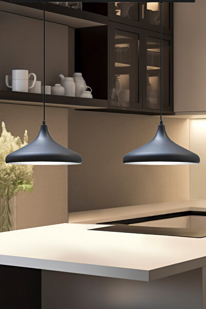 Bamyum İkili Siyah İç Beyaz Sarkıt Lamba Yemek Masası Oturma Odası Mutfak Salon Otel Café