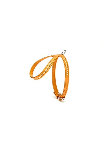 Angoravi Leather Dog Collar with Stones 1.2 X 25-35 cm Kamel