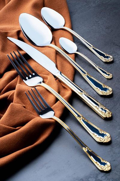 ACAR Florence 72 Piece Fork Spoon Knife Set - Gold