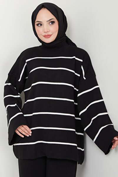 hafsamina Σετ πλεκτό με μισό ζιβάγκο Μαύρο HM2553