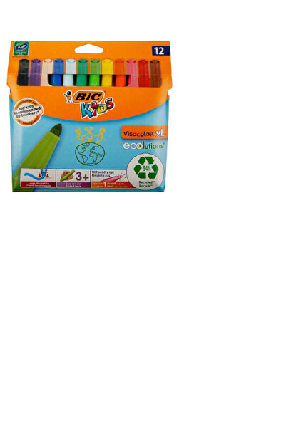 Bic ECO VISA YIKANABİLİR JUMBO KEÇELİ BOYA KALEMİ 12 RENK