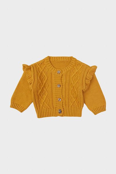 Layette Bg Store Baby Girl Yellow Cardigan 23Fw0Lt7702