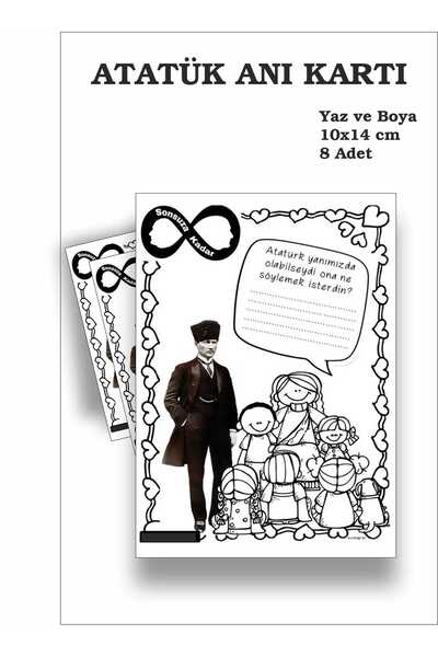 ZY TASARIM Card de memorie Ataturk 8 bucăți 10x14 cm (scris și pictat)