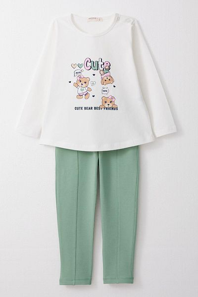 Breeze Printed Set with Cute Tights for 9-3 Years Old Baby Girl - White