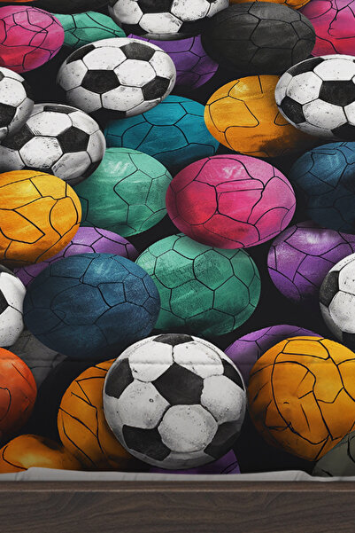 Else Dekor Πολύχρωμες μπάλες ποδοσφαίρου με μοτίβο για αγόρια Μονό σεντόνι με επένδυση 100x200cm