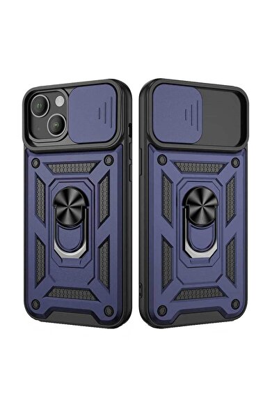 Smart Tech Apple iPhone 13 Uyumlu Kızaklı Kamera Korumalı Tank Kılıf