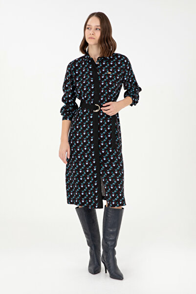 U.S. Polo Assn. Kadın Bordo Midi Boy Dokuma Elbise 50289834-VR014