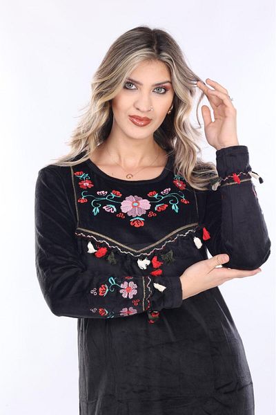 mervemoda ΑΝΤΙΤΥΠΟ - ΓΥΝΑΙΚΕΙΟ ΒΕΛΟΥΔΙΝΟ ΜΑΚΡΥΜΑΝΙΚΟ ΦΟΡΕΜΑ