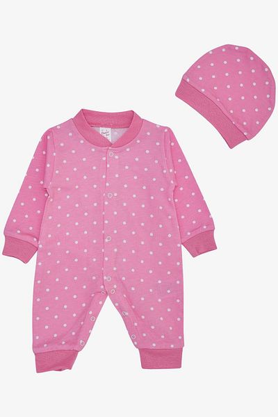 Breeze Girl Baby Romper Polka Dot Patterned 0-6 Months, Pink