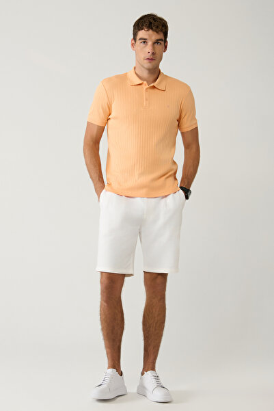 Avva Чоловічі білі шорти з еластичним поясом, з суміші льону, вільного крою B003731