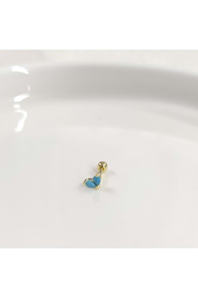 Güler Yüzlü Silver TURKUAZ YAPRAK GÜMÜŞ TRAGUS PIERCING - ALTIN SARI
