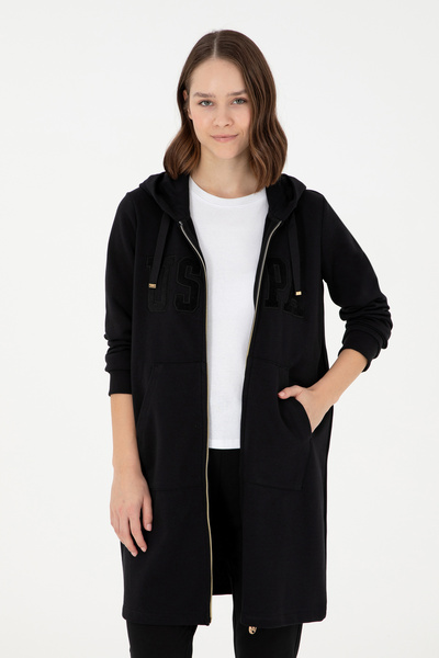 U.S. Polo Assn. Kadın Siyah Kapüşonlu Sweatshirt 50289544-VR046