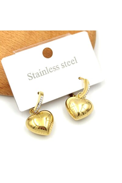 Güler Yüzlü Silver CUSHION HEART RING STEEL EARRING