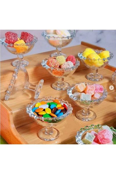 Rayan 6-Piece Crystal Stone Footed Beaded Glass Presentation Bowl Turk-Trk3023 - Lkm7461-1127