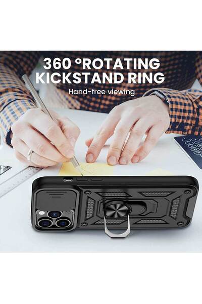 Smart Tech Apple iPhone 13 Uyumlu Kızaklı Kamera Korumalı Tank Kılıf