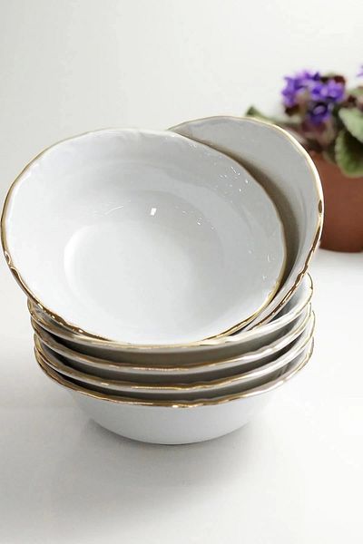 Porland 6-Piece Gilded 13 Cm Porcelain Bowl